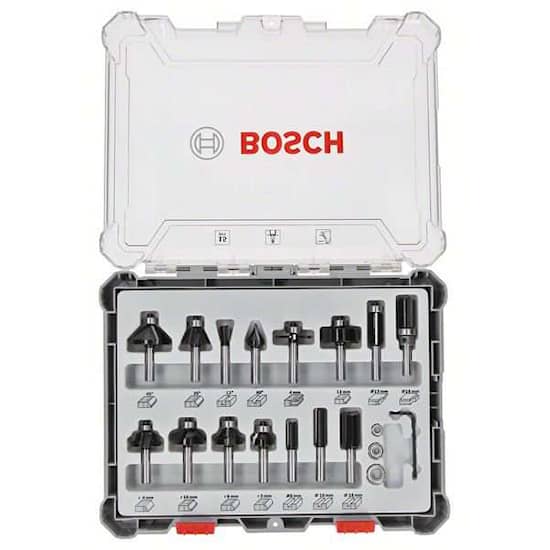 Bosch Jyrsinteräsarja, 15 kpl:n valikoima, 8 mm:n kara