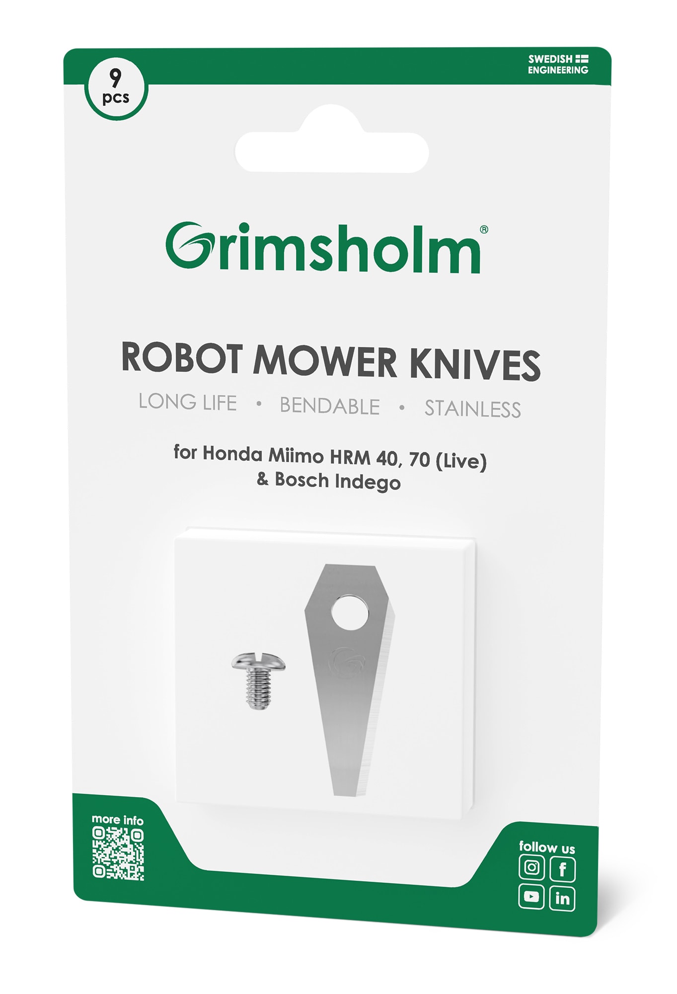 9-pack knivar till Bosch Indego