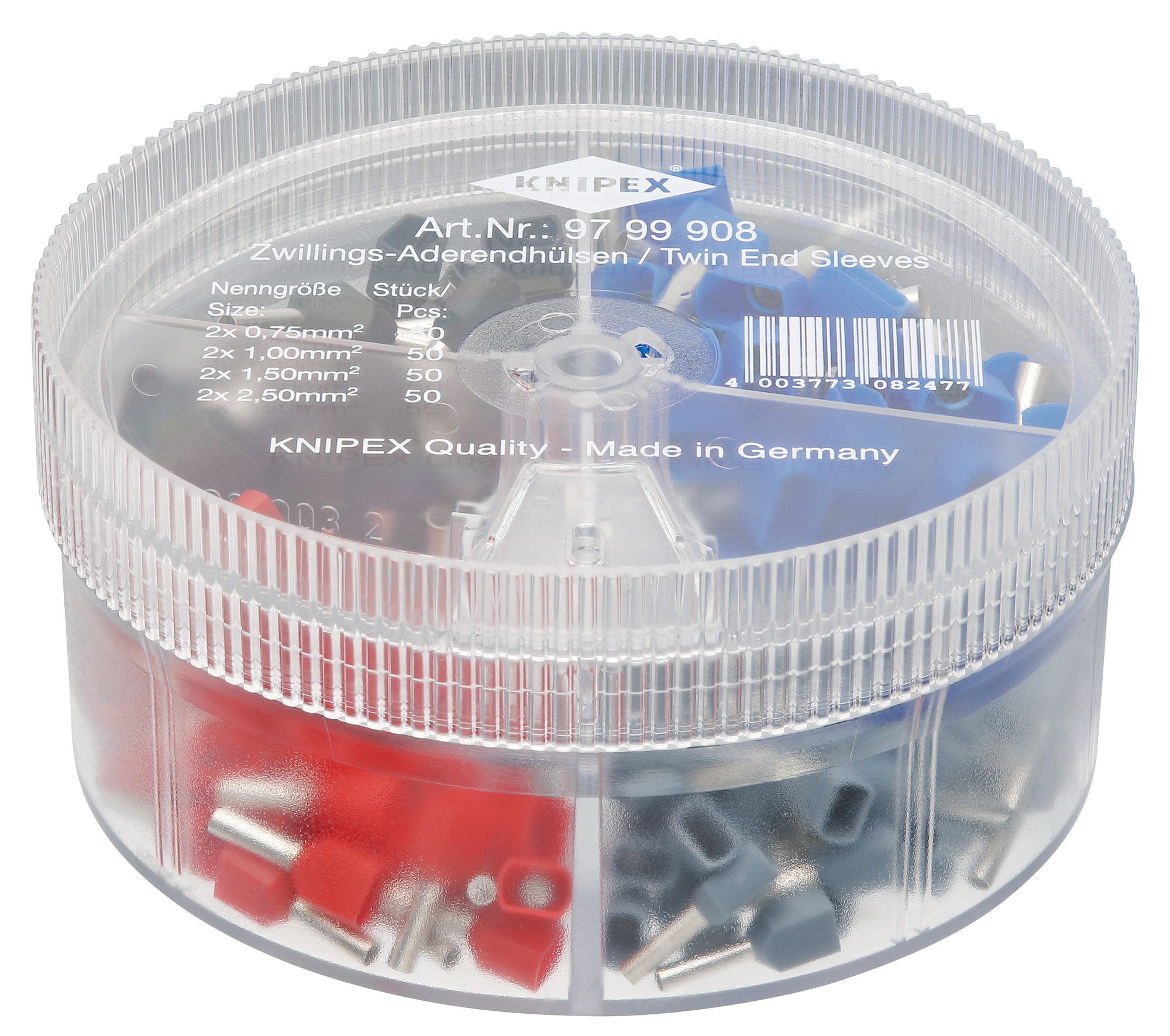 Knipex Ändhylssortiment Twin isolerade, 0,75-2,50mm², 200 delar, 9799908