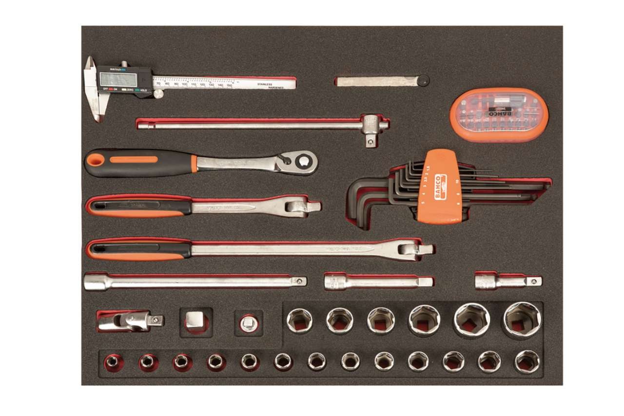 Bahco Foam W/Sockets, Hex.Keys,Bits FF1A142