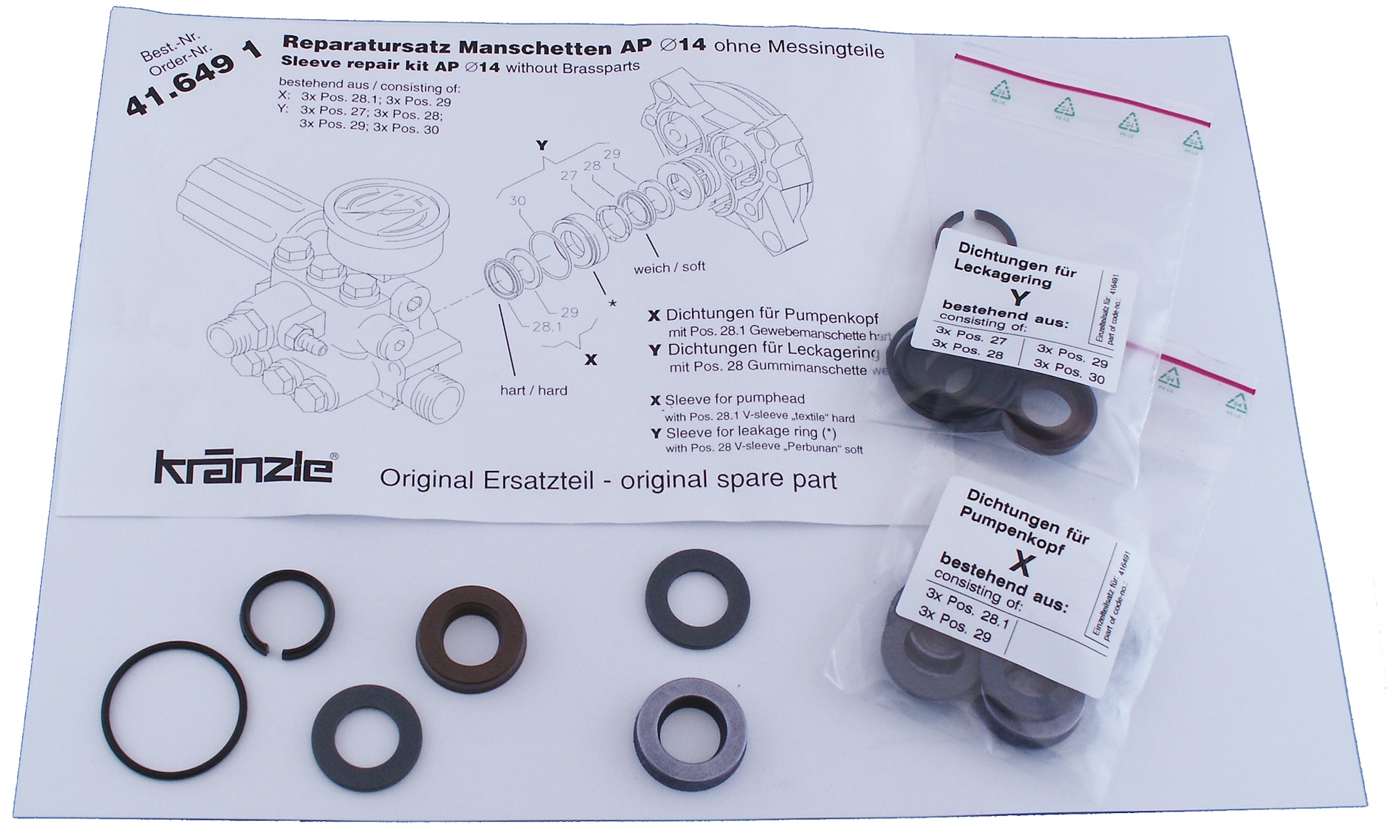 Kränzle Manschettsats 14Mm Kolv
