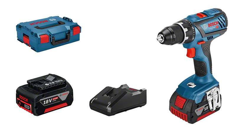 Bosch Borrskruvdragare GSR 18V-28 med 2st 4,0Ah batterier och laddare GAL 18V-40 i L-BOXX