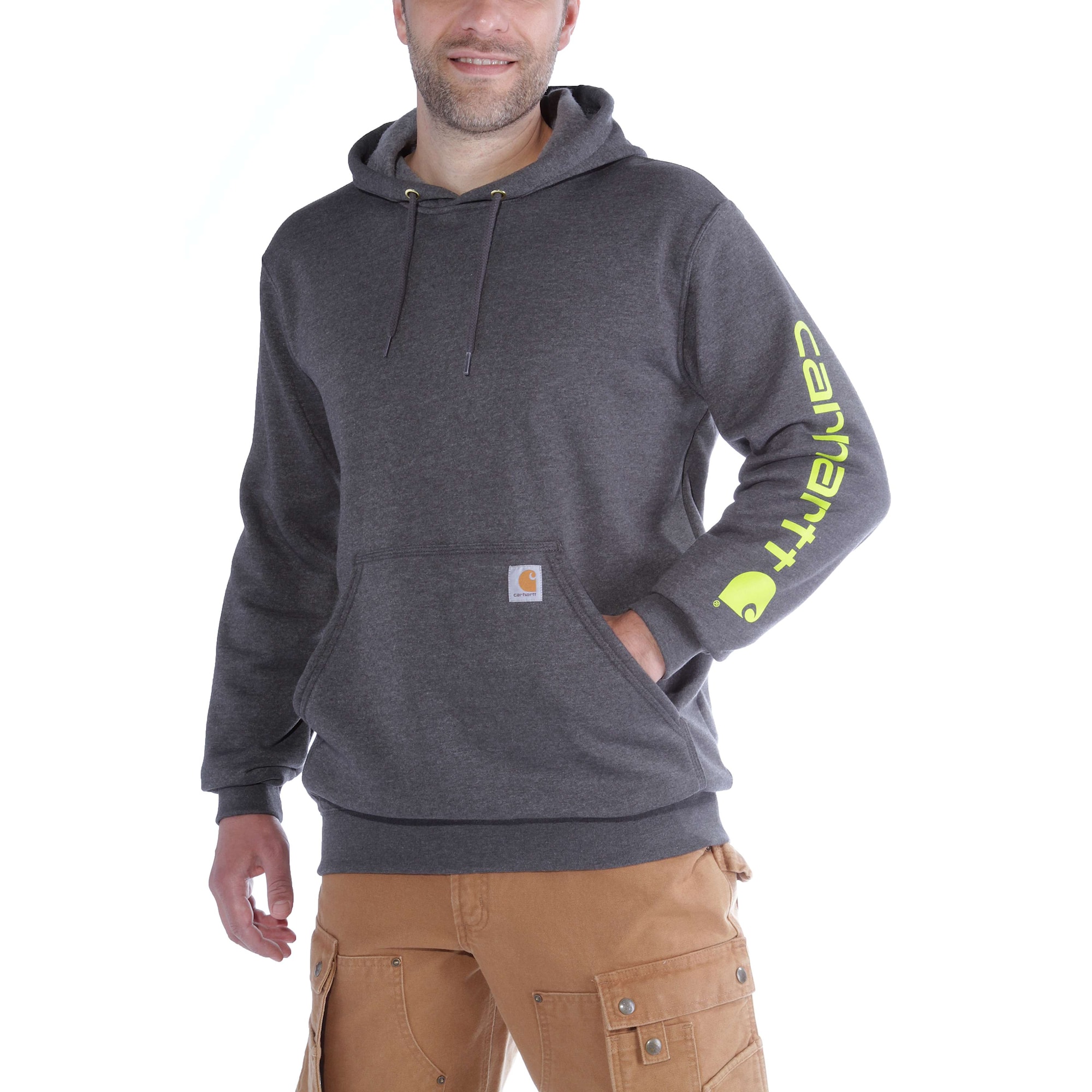 Carhartt Sleeve logo Hoodie Herr Carbon Heather