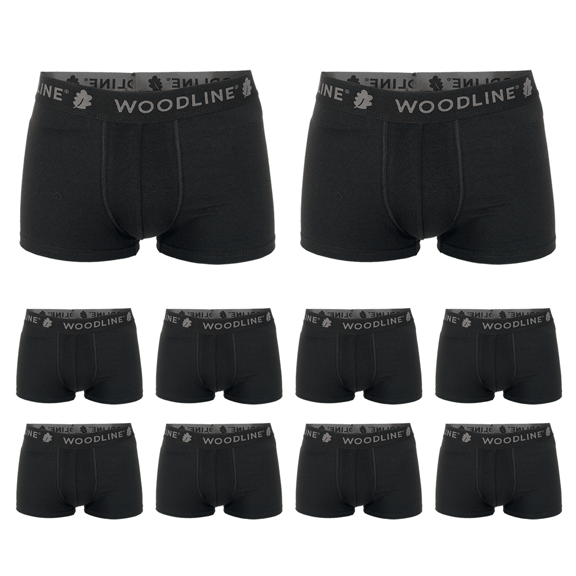 Woodline boxershorts, svart, 10-pakning