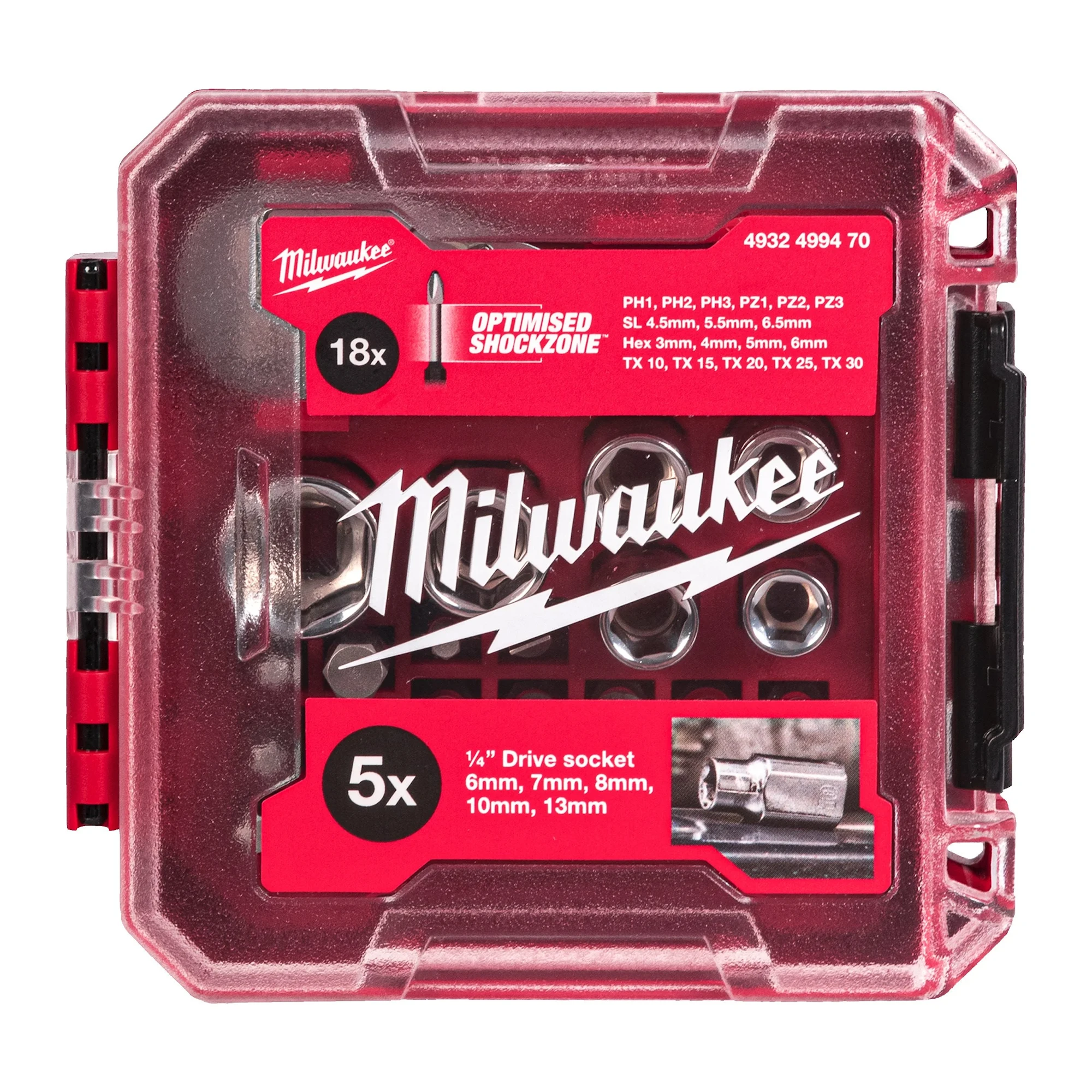 Milwaukee Bitssats Spärrskaft Kompakt 1/4" 25P