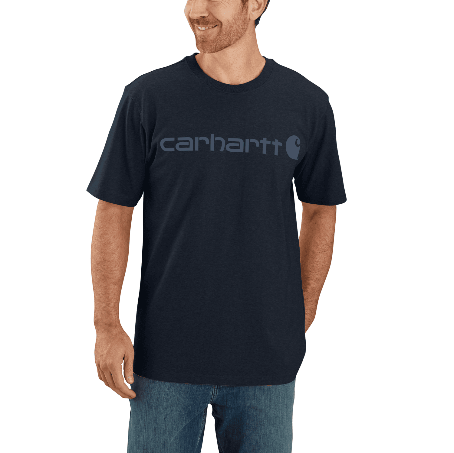 Carhartt Dearborn Relaxed Logo T-Shirt Herr Navy/Dark Blue