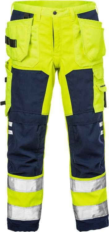 Fristads Hantverkarbyxa softshell 2083 WYH, Klass 2 Varsel Gul/Marinblå D104