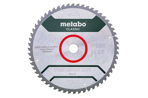 Metabo Savklinge HM Precision Cut Wood - Classic 305x30, Z56 WZ 5° neg