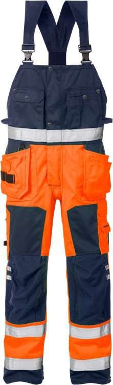 Fristads Hängslebyxa 1014 PLU, Klass 2 Varsel Orange/Marinblå C152