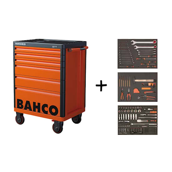 Bahco verktøyvogn 1477K6 oransje med 216 verktøy