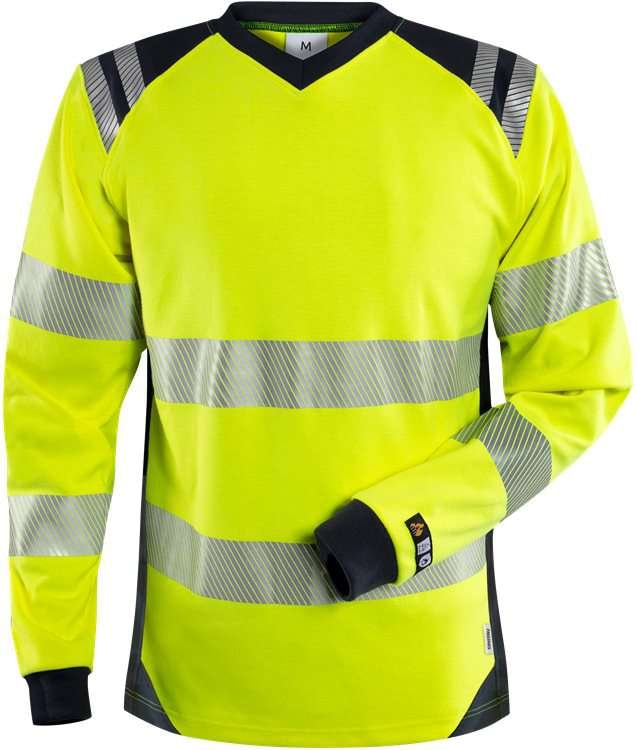 Fristads T-shirt Flam Dam Kl 3 7357 TFL VarselGul/Marinblå 3XL
