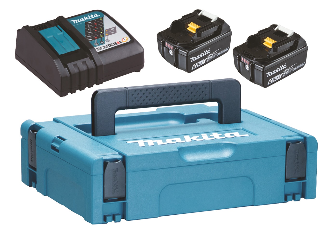 Makita Akkupaketti 18V: 2x6,0 Ah BL1860B + laturi DC18RC, MakPac