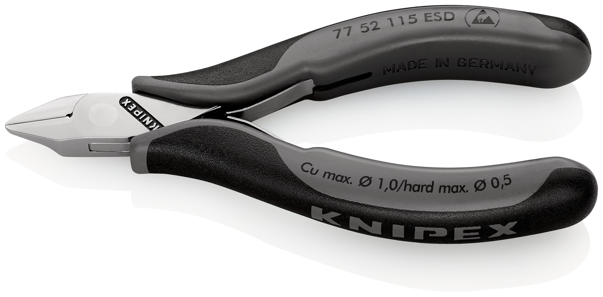 Knipex Elektronikavbitare 7752115ESD 115mm, med liten fasett, spetsigt smalt huvud