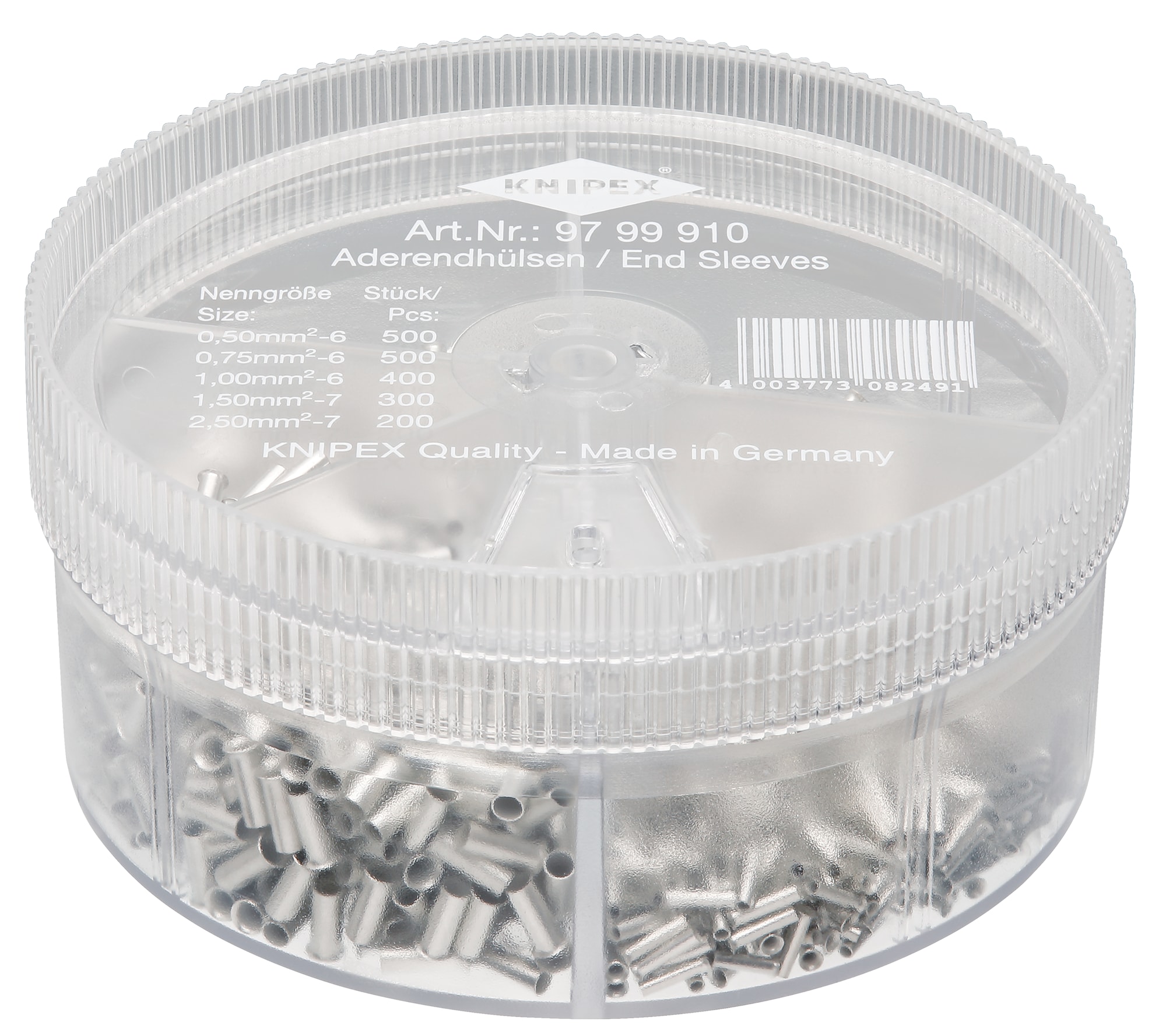 Knipex Ändhylssortiment oisolerade, 0,50-2,50mm², 1900 delar, 9799910