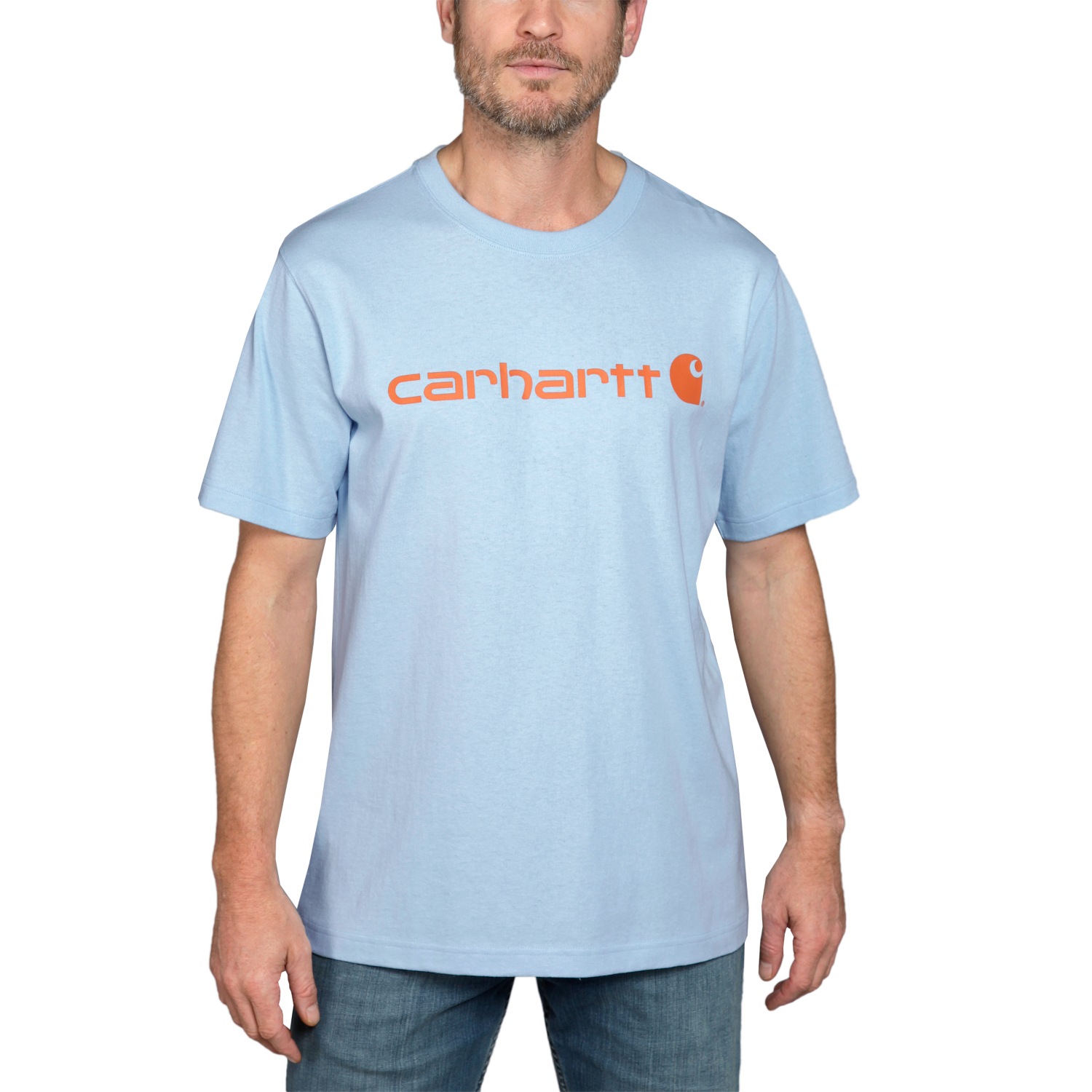 Carhartt Core logo T-shirt s/s, Herr, Moonstone, S -