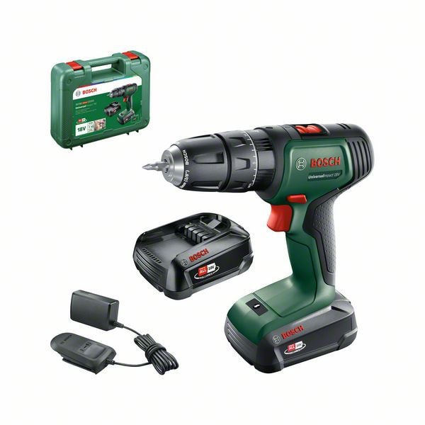 Bosch Slagborrmaskin Universalimpact 18V med 2x1,5Ah batterier & laddare
