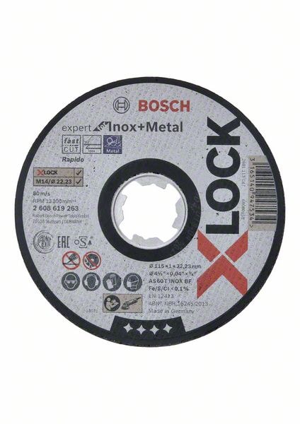 Bosch X-LOCK Expert for Inox + Metal, 115 x 1 x 22,23, suora katkaisulaikka