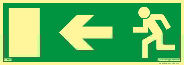 Systemtext Skylt Utrymningsväg till vänster 297x105mm
