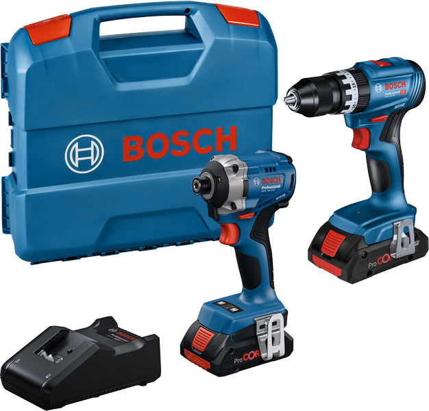 Bosch Verktygsset GSB 18V-45 GDR 18V-215 2XPC18V 4Ah Lc