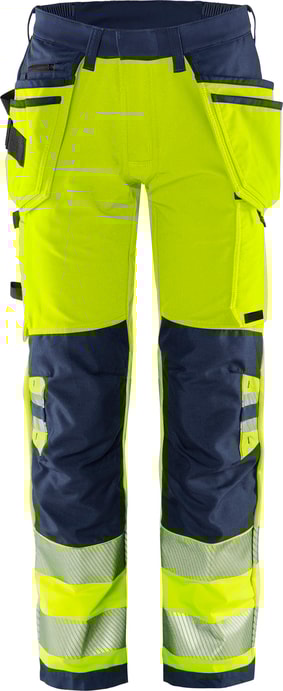 Fristads Høy synlighet Green håndverker bukser stretch bukser klasse 2 2644 GSTP Hi-Vis Gul / Marineblå C146
