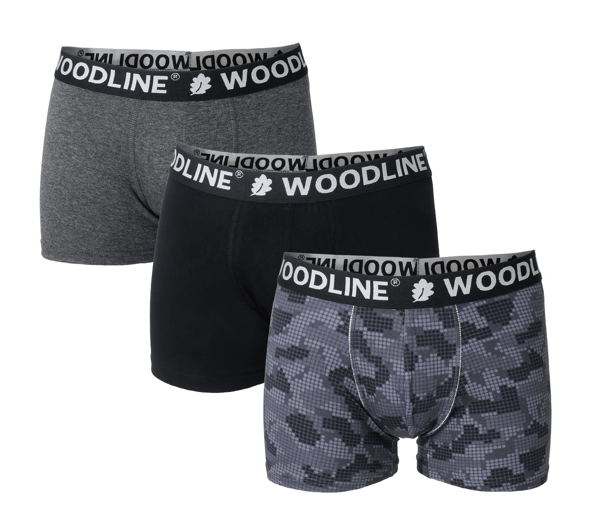 Woodline Boxerkalsong Svart 3-pack