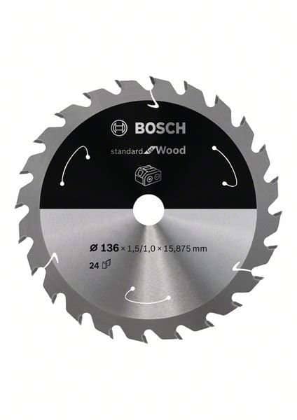 Bosch Standard for Wood -pyörösahanterä johdottomiin sahoihin 136 x 1,5 / 1 x 15,875 T24