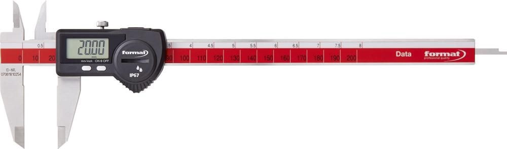 Format Digitaalinen työntömitta 200 mm, suorakaide syvyystappi, dataulostulo