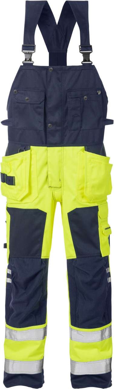 Fristads Hängslebyxa 1014 PLU, Klass 2 Varsel Gul/Marinblå C46