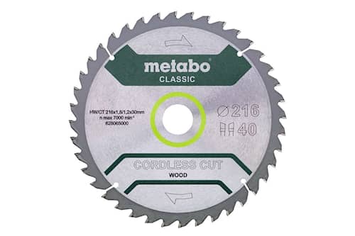 Metabo Sågklinga HM Precision Cut Wood - Classic 216x30, Z40 WZ 5°