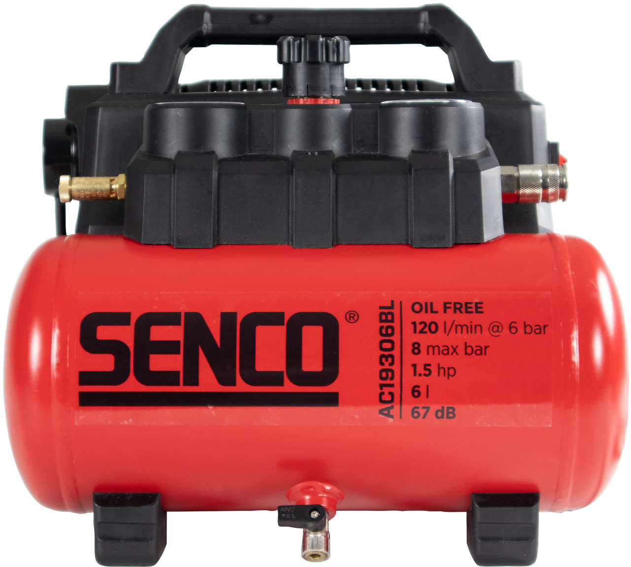 Senco kompressor AC19306BL 8 bar 6l oljefri, lydisolert