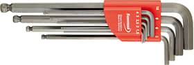 Format Sexkantnyckel i sats med kula 1,5-10,0mm, lång, 9 delar i hållare