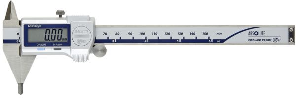 Mitutoyo ABSOLUTE Digimatic skyvelære 573-725-20 0-6in, 0,0005in smale sidebordspisser, IP67, friksjonsrulle, datautgang