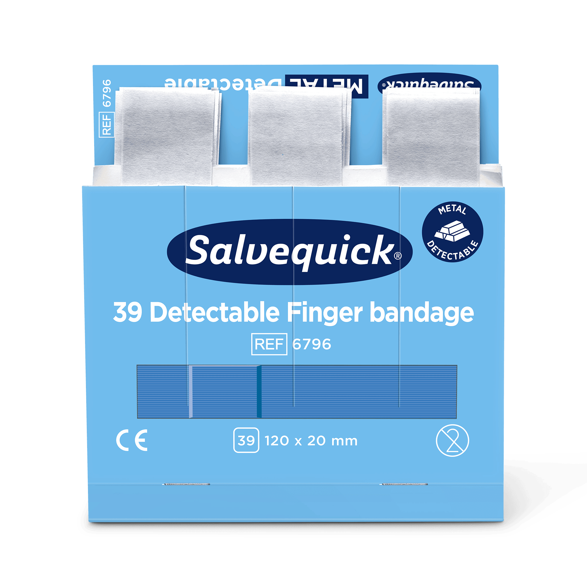 Cederroth Salvequick Refill Blue Detectable Extra Långa Fingerplåster 6-pack (39 st/refill)