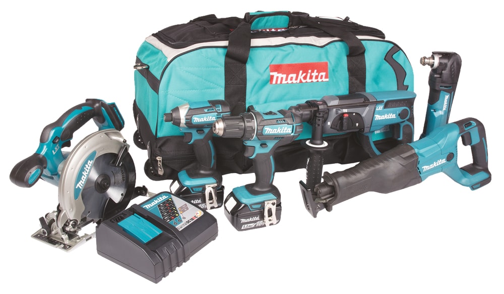 Makita værktøjssæt DLX6038T 18V 6 maskiner 3×5 Ah BL & lader