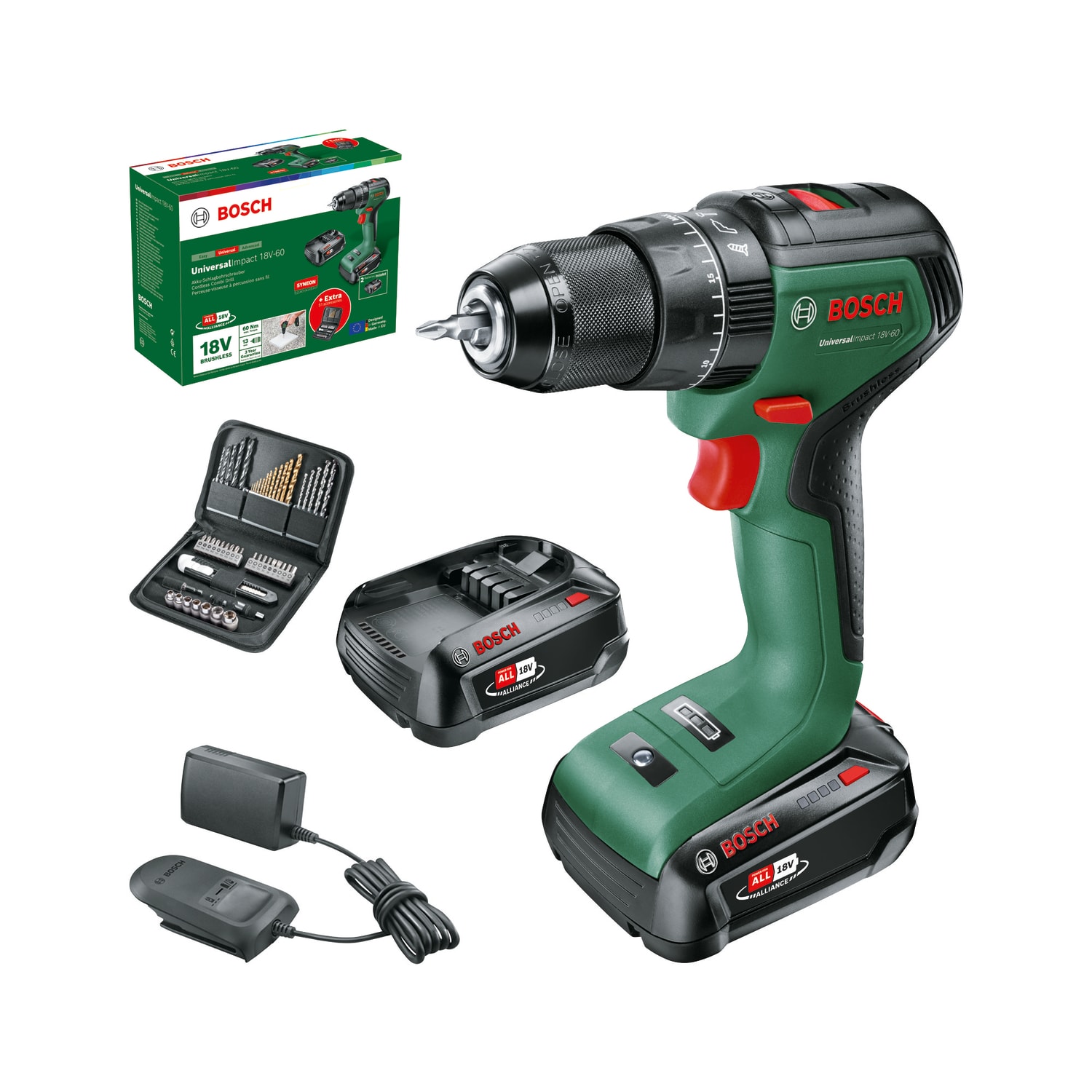 Bosch DIY Iskuporakone UniversalImpact 18V-60, 2x2,0Ah (51AC)