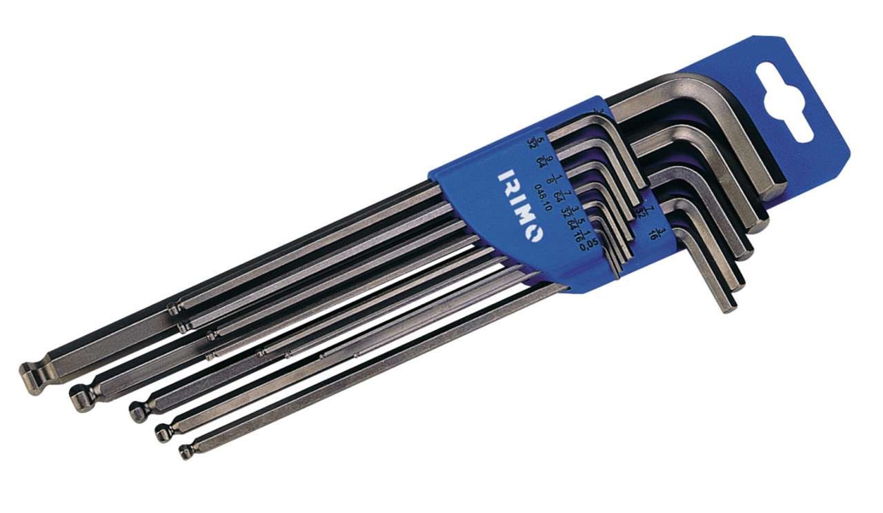 Irimo Kuusiokoloavainsarja 0,05–3/8", pallopää, 13 osaa, tuuma, pitkät