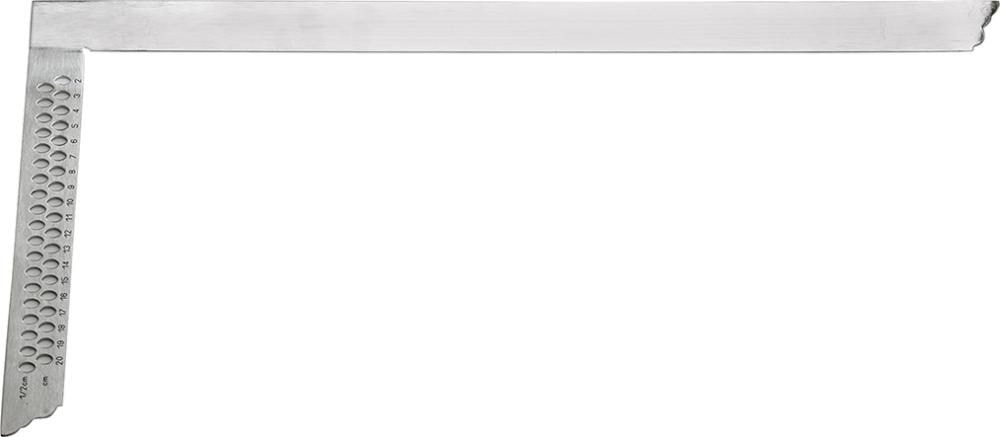Format Timmermansvinkel, blank med märkhål, cm-skala