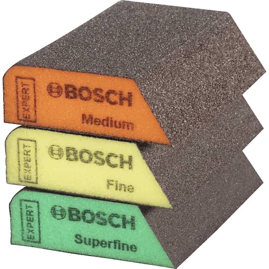 Bosch 3-delers sett med slipesvamper 69 x 97 x 26 mm, M, F, SF