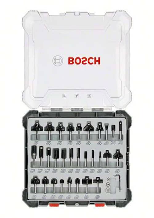 Bosch Bitsæt til fræsejern, 30 dele, blandet, skaft på 8 mm
