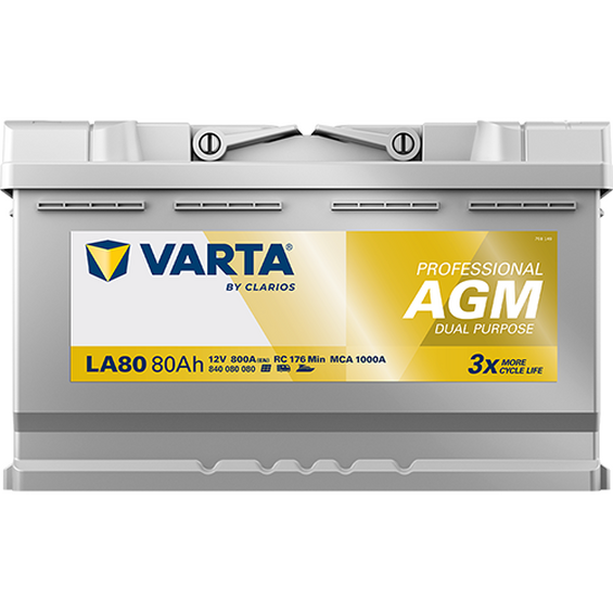 Varta 80Ah Start/förbrukning Professional DP AGM LA80