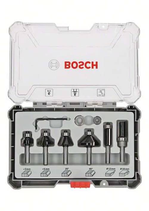 Bosch Bitsæt til fræsejern, 6 dele, Trim&Edging, skaft på 6 mm