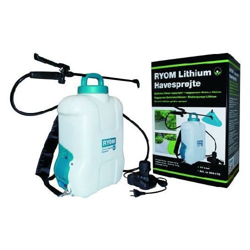 Ryom rygsprøjte 10 liter med lithium batteri og lader