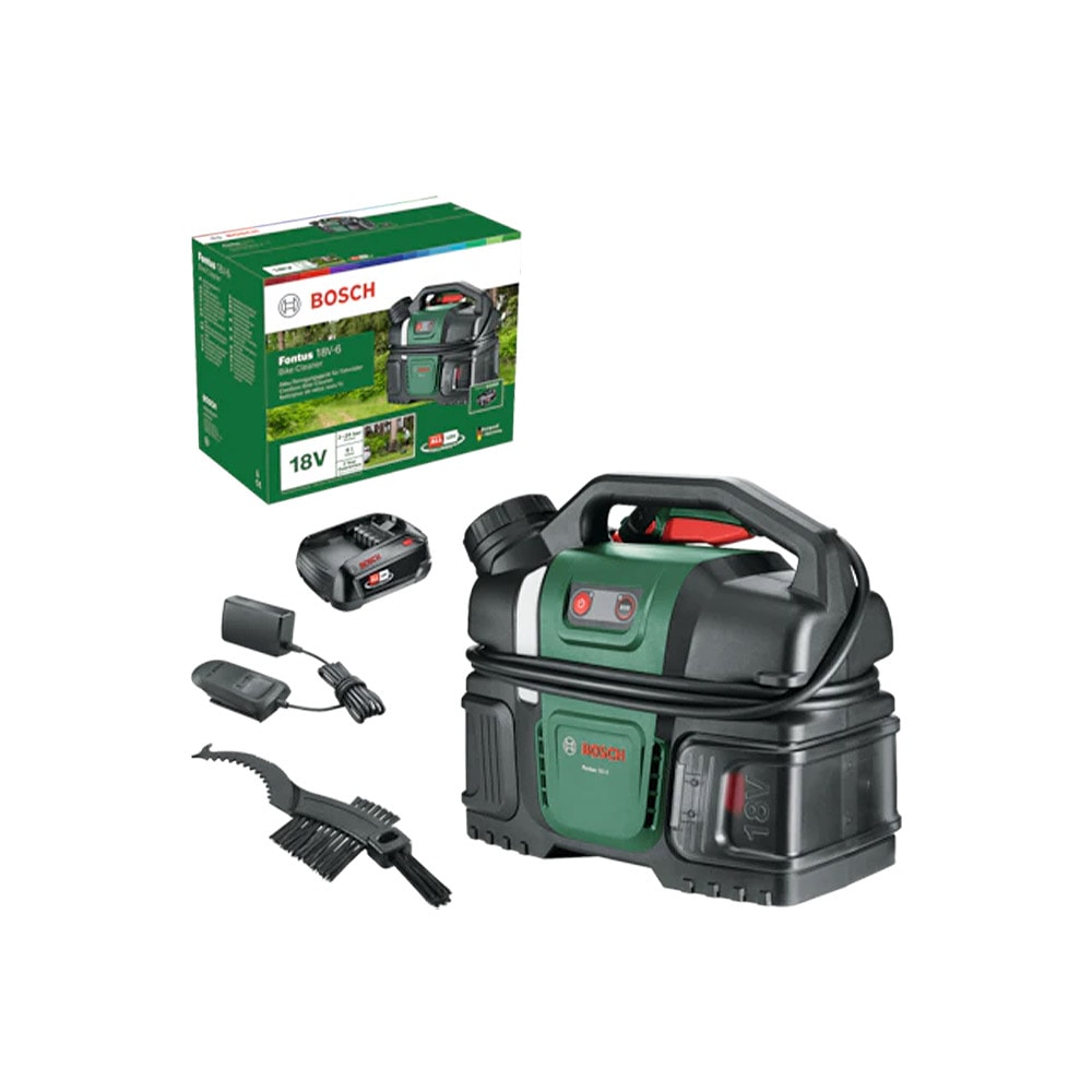 Bosch DIY Tvätt Fontus Bikecleaner 18V-6 med 1x2Ah batteri och laddare