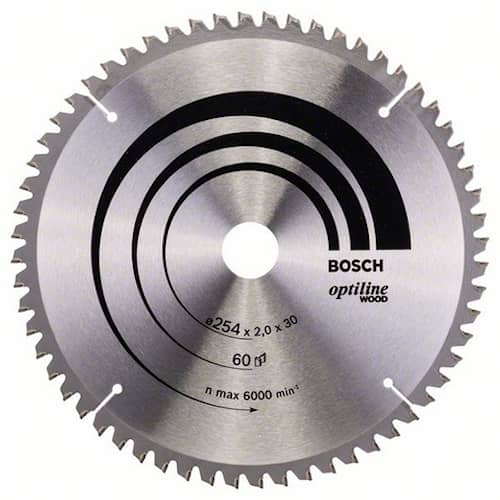 Bosch Pyörösahanterä Optiline Wood 254 x 30 x 2,0 mm, 60