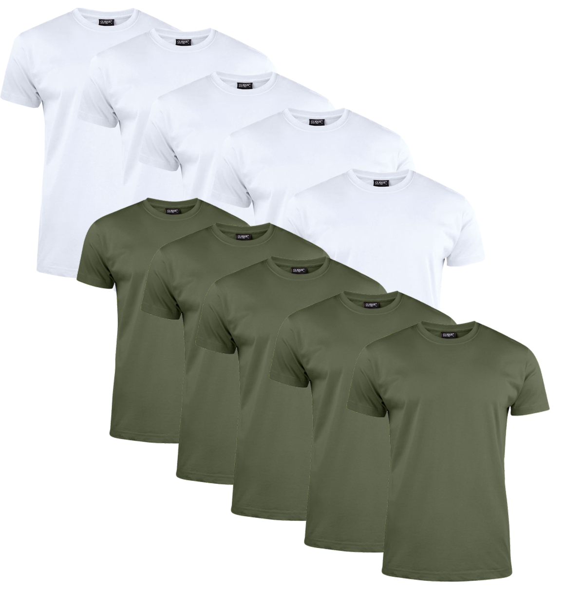 Clique T-shirt Herre 10-pak Hvid/Army Green