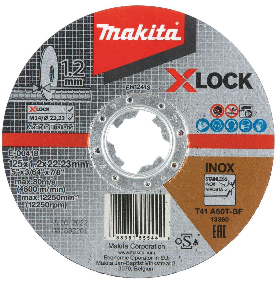 Makita KAPPESKIVE 125X1,25 X-Lock RUSTFRITT STK