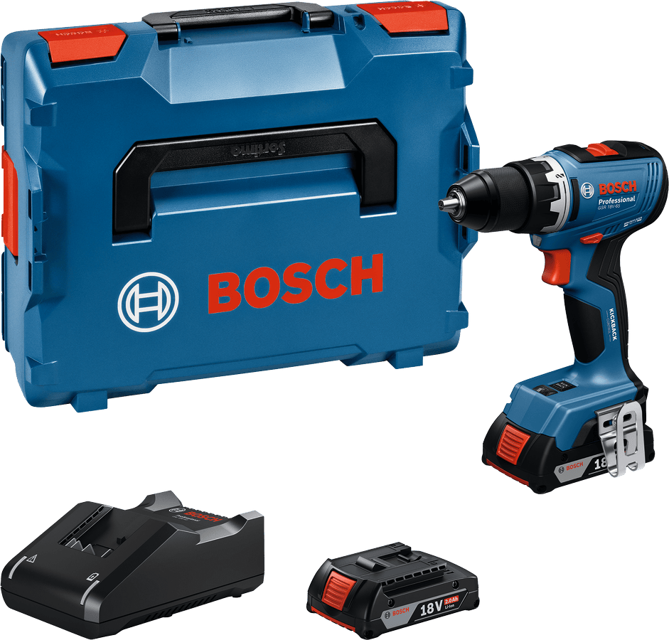 Bosch Skruvdragare GSR 18V-65 med 2x2Ah batterier och laddare i L-Case