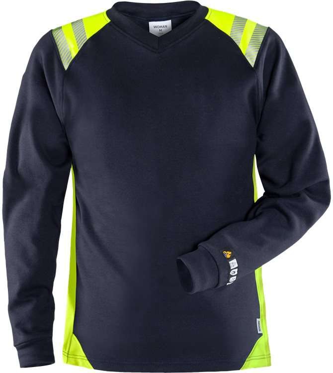 Fristads T-shirt Flam Dam 7358 TFL Marinblå/Varsel Gul 4XL