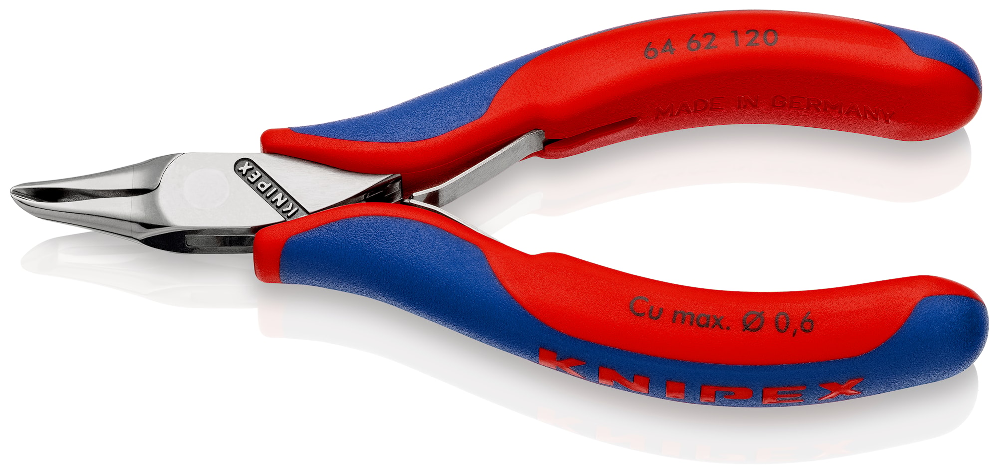 Knipex Elektronikändavbitare 6462120 120mm, med liten fasett, smalt huvud, vinklade käftar 65gr