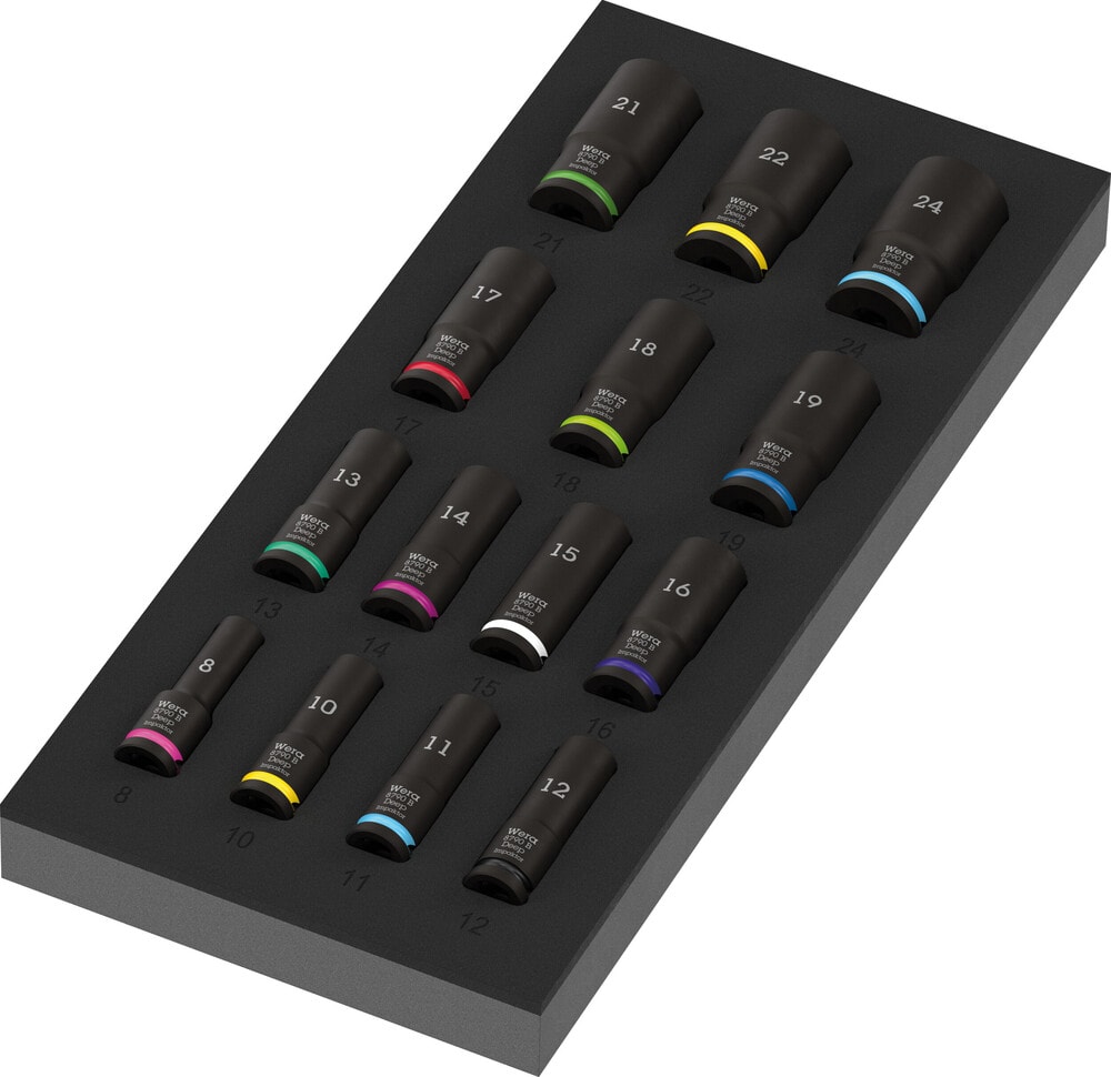 Wera 9728 skumgummiinsats Zyklop B 3/8", Impaktor Deep hylsmejselinsats, sats 1